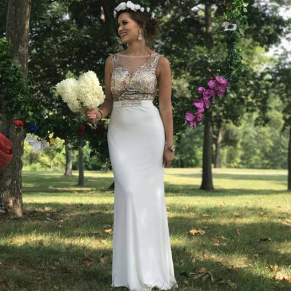 Wedding/Engagement white and gold dress